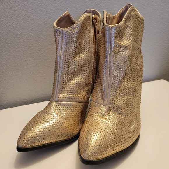 Nordstrom Lady Couture Lucky Rhinestone Metallic Stiletto Bootie - Picture 2 of 11